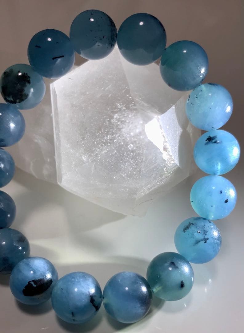 ⭐️発色抜群⭐️マイカインアクアマリン　ブレスレット　② アクアマリン