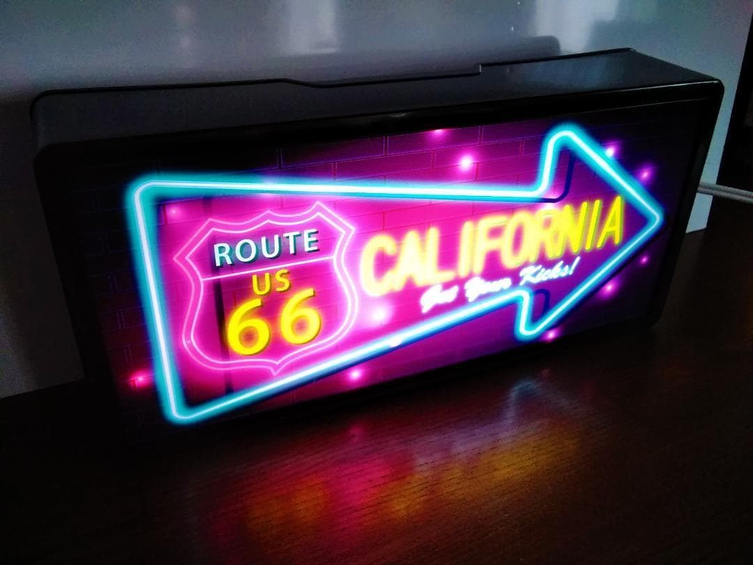 ルート66 カリフォルニア カフェ バー 置物 雑貨 LED2wayライトBOX