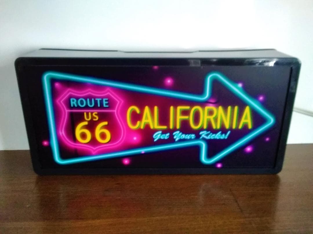 ルート66 カリフォルニア カフェ バー 置物 雑貨 LED2wayライトBOX