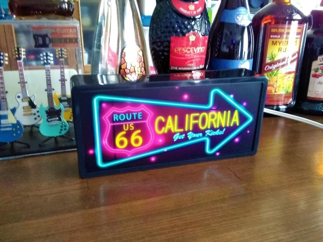 ルート66 カリフォルニア カフェ バー 置物 雑貨 LED2wayライトBOX