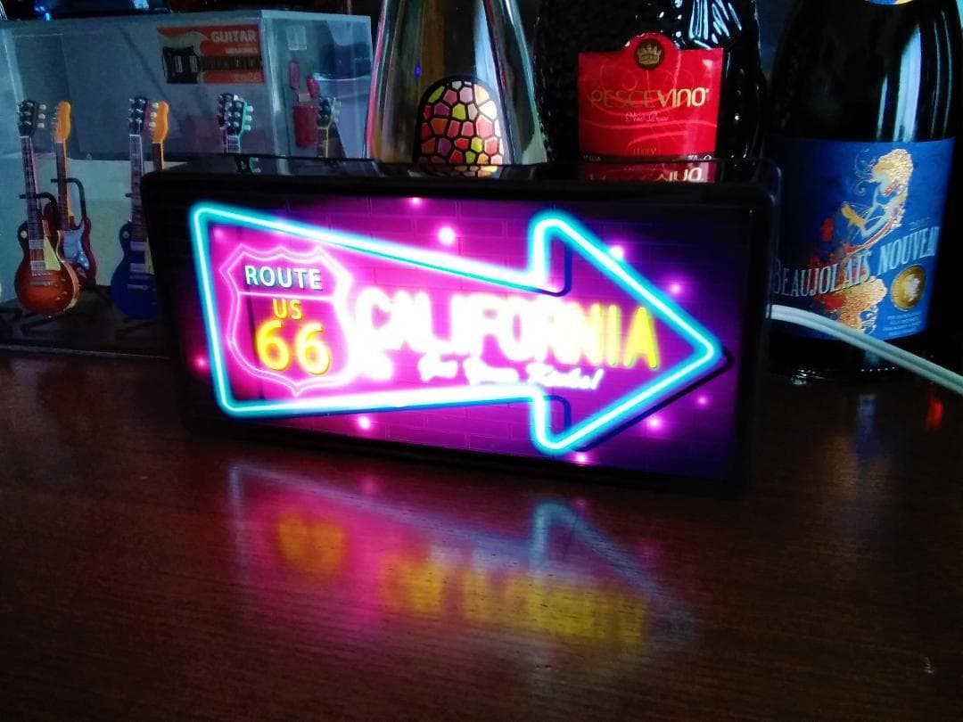 ルート66 カリフォルニア カフェ バー 置物 雑貨 LED2wayライトBOX