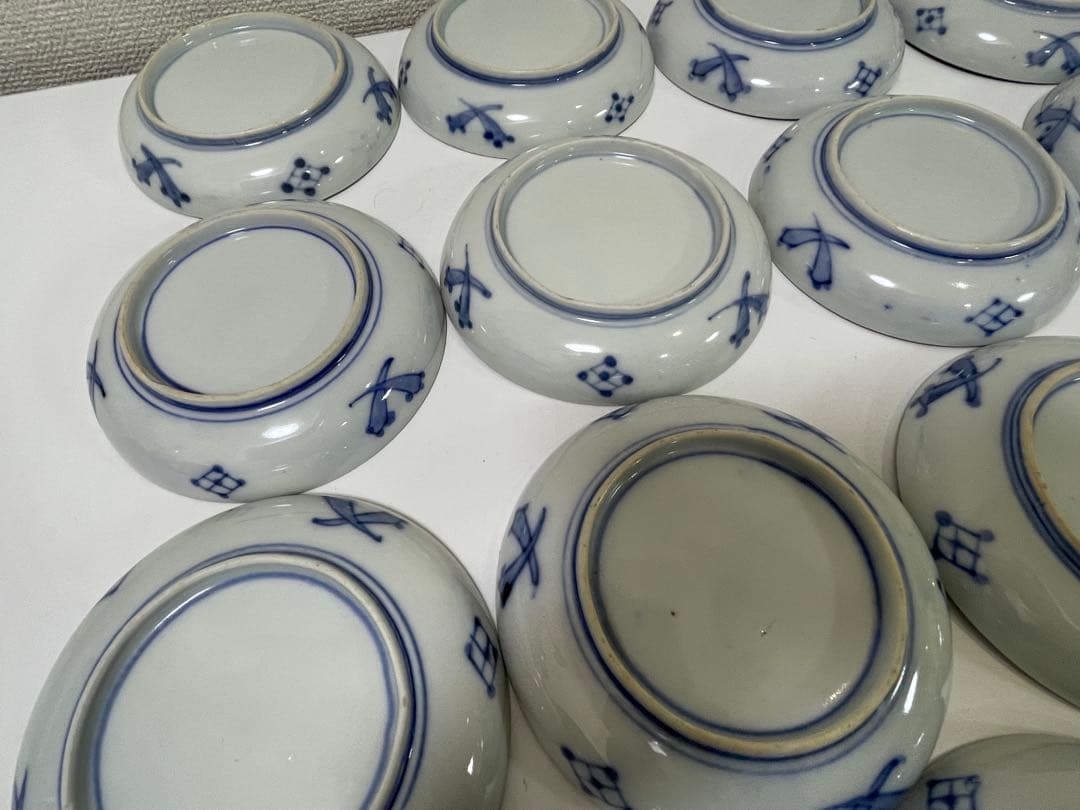 【現状品】古伊万里 金彩 色絵 染付 陶器 花柄 小皿 割烹 懐石 15枚 ①