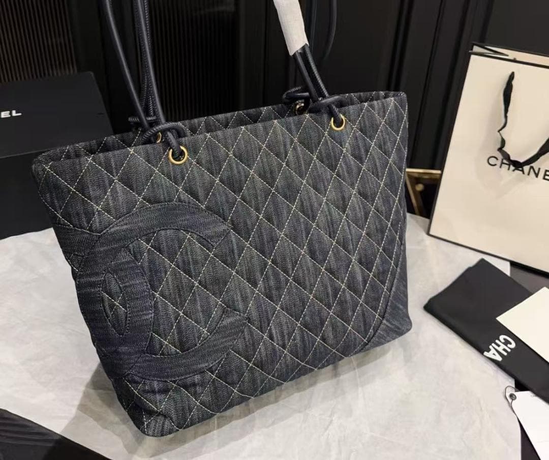 VIP限定 シャネル デニム マトラッセ トートバッグ ショルダーバッグ ブルー