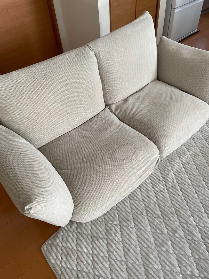 美品　無印良品 リクライニングフロアソファ 2人掛け ベージュ 1年使用　送料込