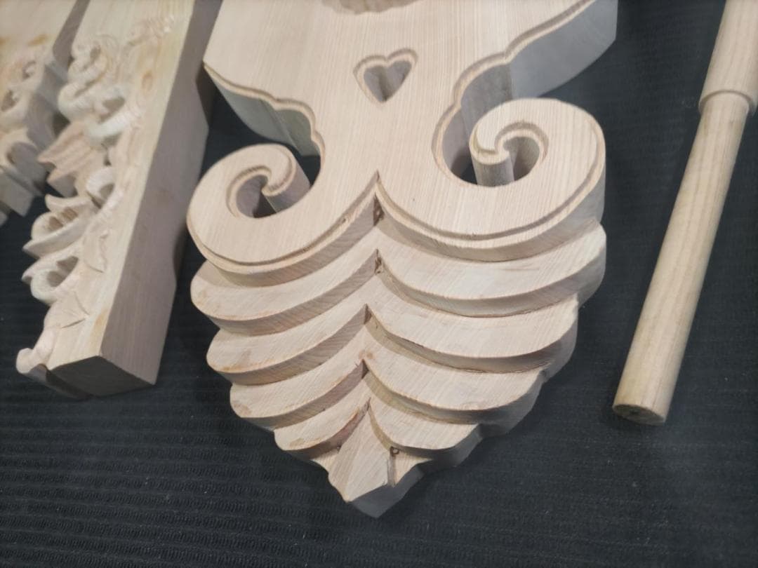 特注！懸魚（けんぎょ）高さ400ｍｍ　５点　社寺仏閣、山車、彫刻部材