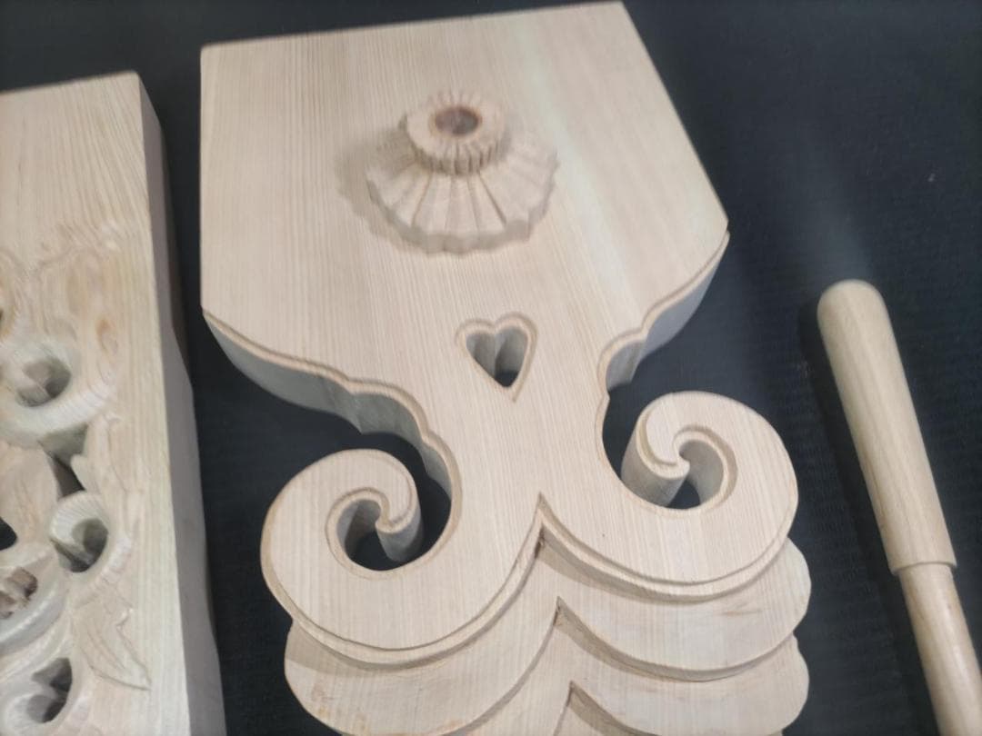 特注！懸魚（けんぎょ）高さ400ｍｍ　５点　社寺仏閣、山車、彫刻部材