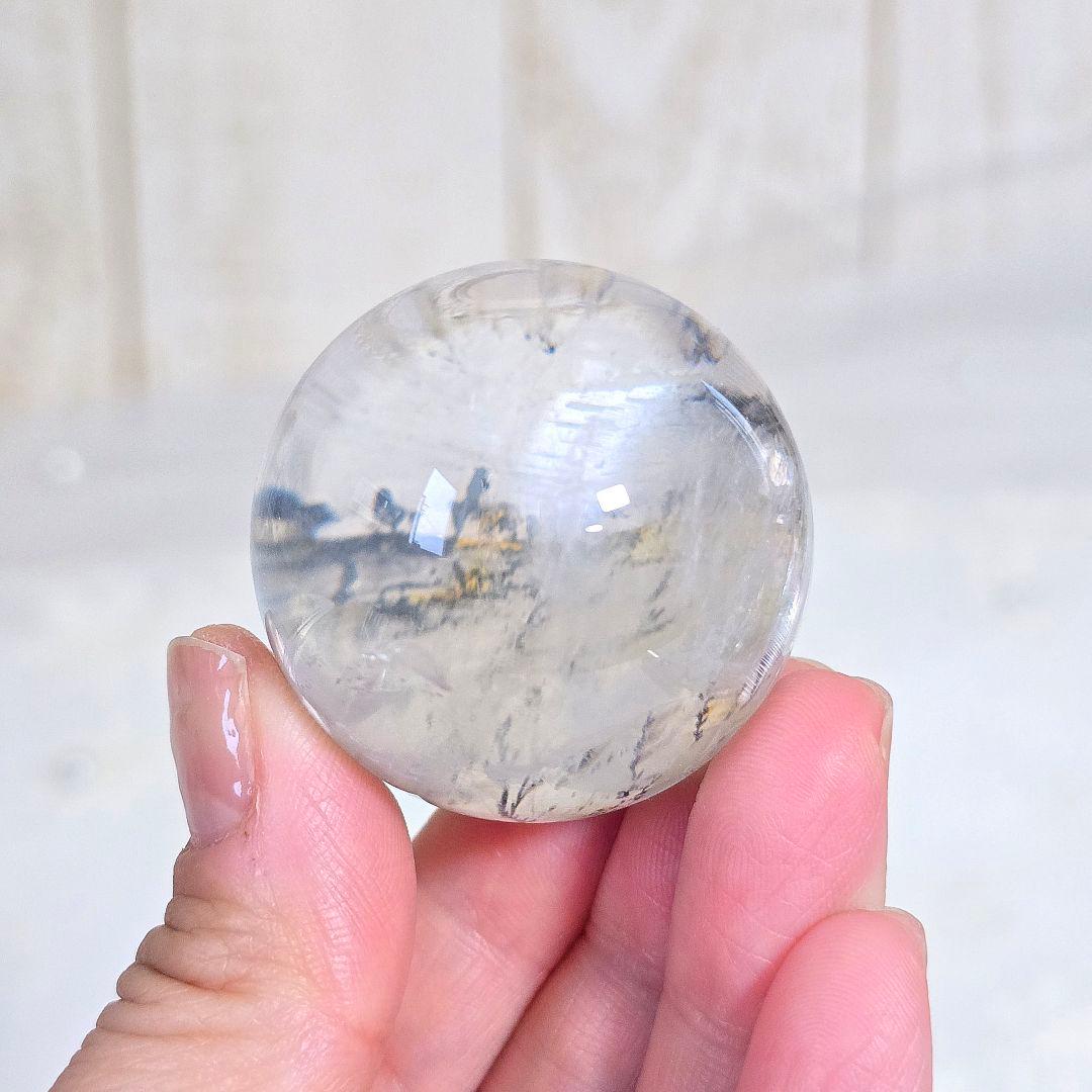 デンドリティック ジラソル スフィア 約3.7cm 72.5g 天然石 台座付き