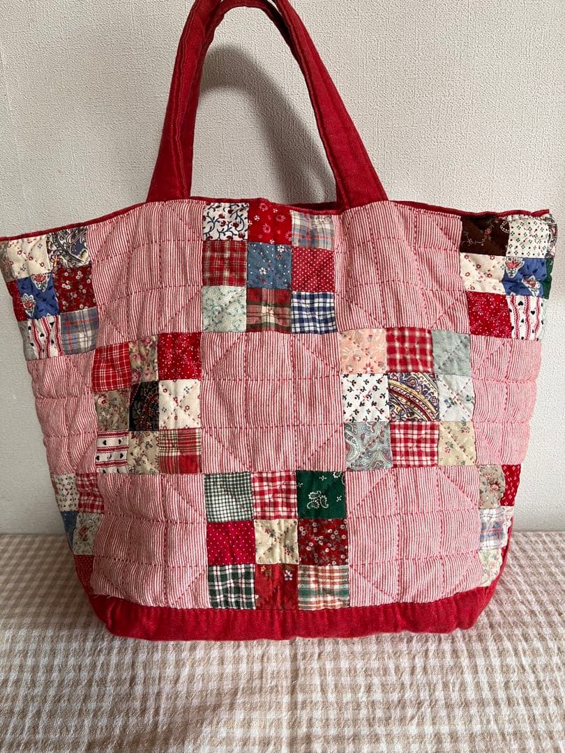 ヴィンテージ　コットンフィールドのパッチワークトートバッグ