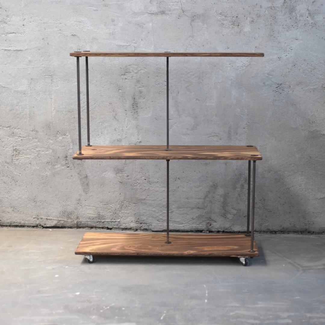 【SALE】wood iron shelf 690*600*225〈ブラウン〉