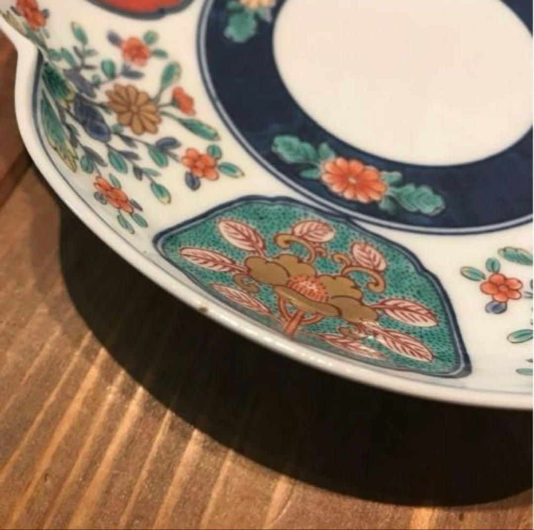 美品　有田焼　其泉窯　染錦　銘々皿　金彩古伊万里　7枚　色合いがとても華やかな