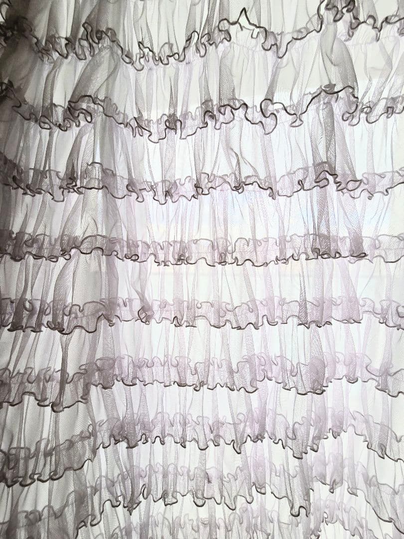 フリル レースカーテン グレージュ