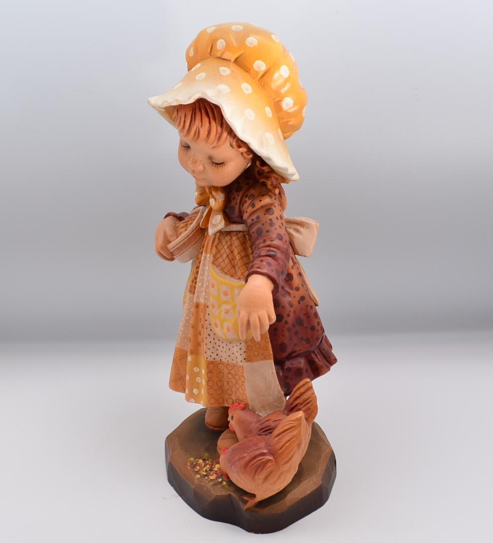 鶏のエサやり　アンリ　ANRI　サラケイ　木彫り人形　イタリア　２４ｃｍ　限定品