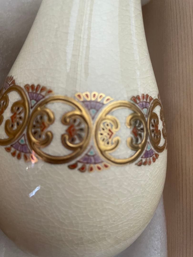 薩摩焼 錦江陶芸﻿ 木箱　秋月窯　花瓶　フラワーベース