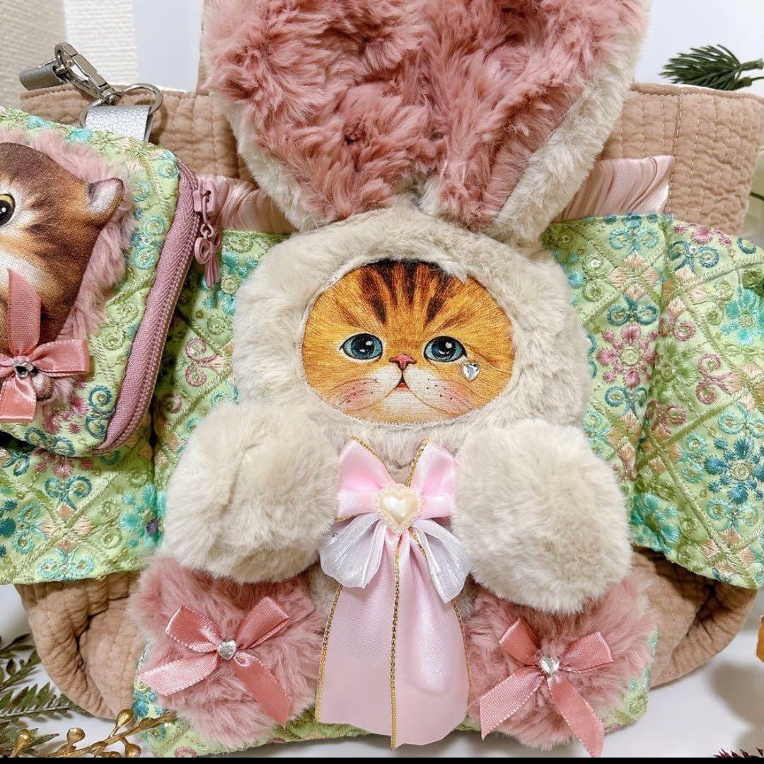 コヤンイサムチョン　ポーチ付き　インド刺繍　ファーバック　リボン