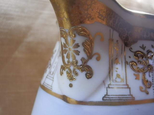ノリタケ　マルキ　ジャグ　金盛り　湖畔風景図　高さ11cm