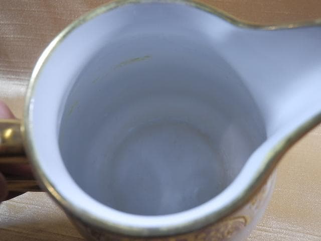 ノリタケ　マルキ　ジャグ　金盛り　湖畔風景図　高さ11cm