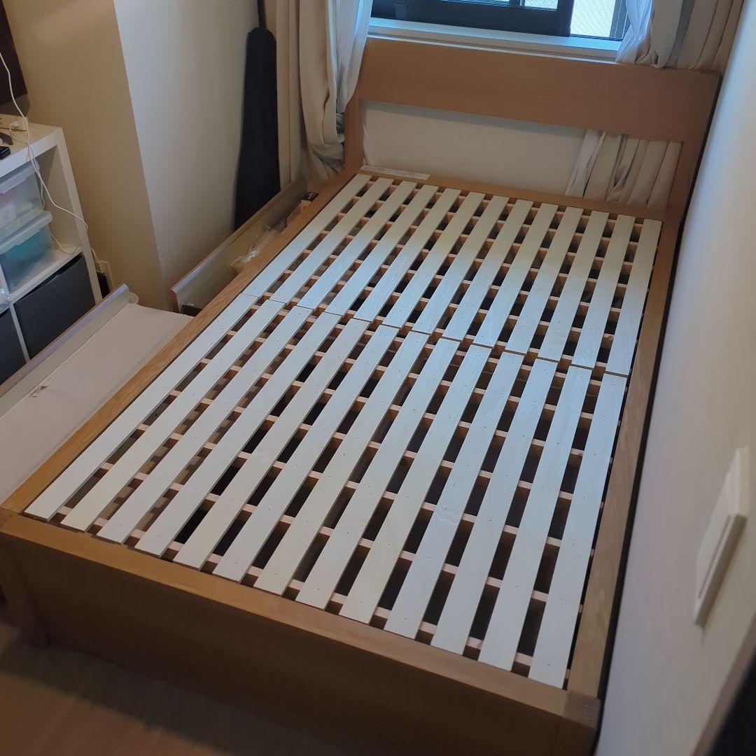 木製セミダブルベッドフレーム 引き出し付き