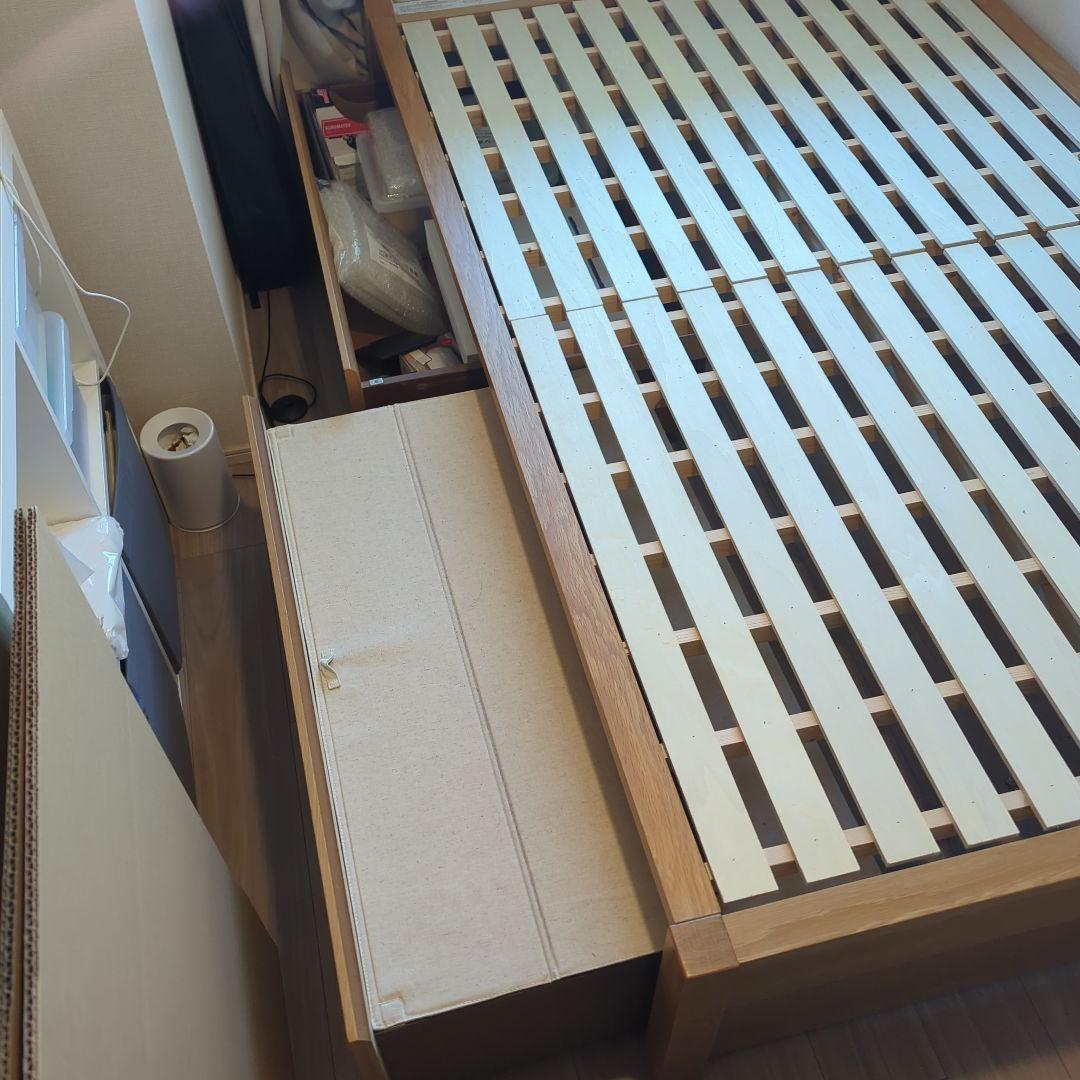 木製セミダブルベッドフレーム 引き出し付き