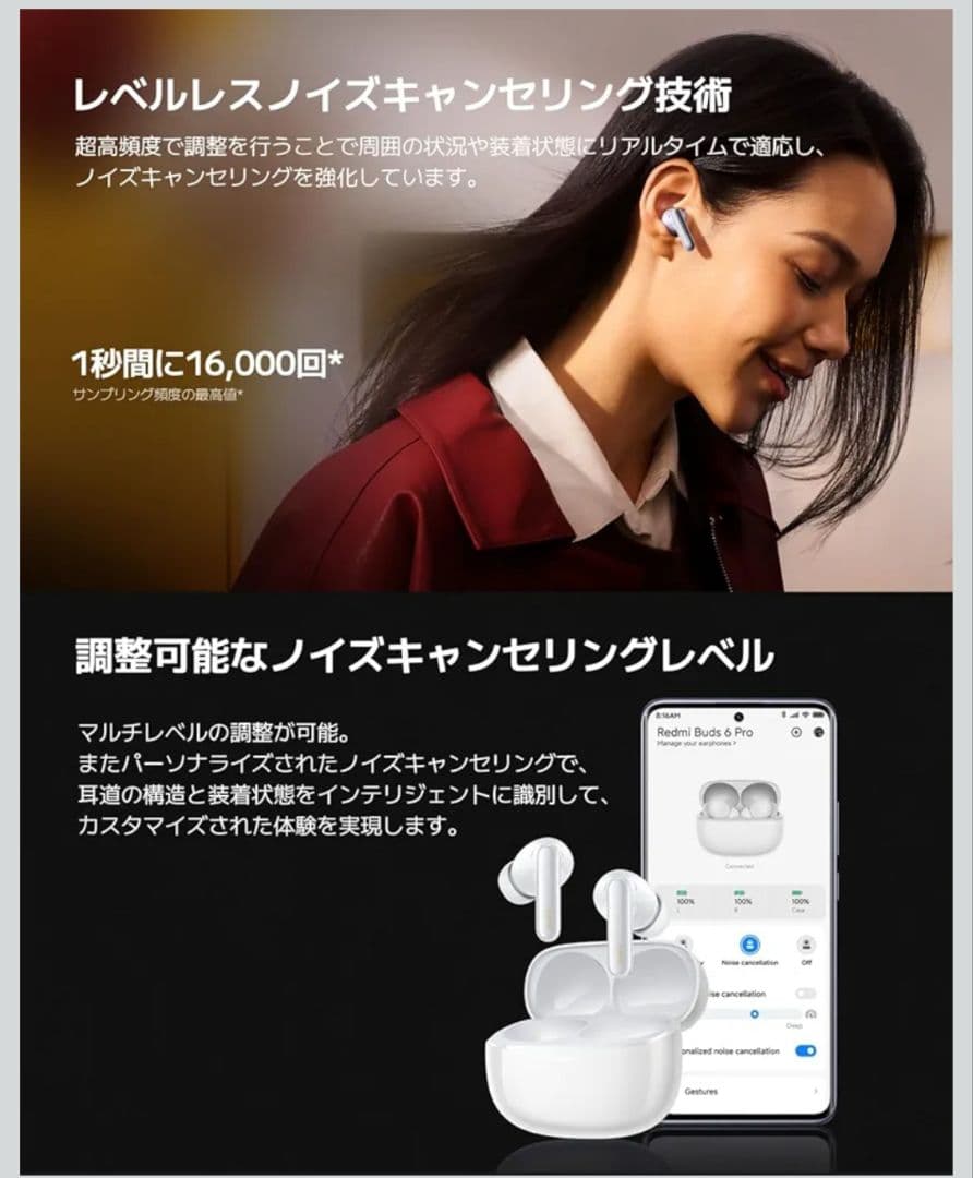 限定値引き中【新品未開封】Redmi Buds 6 Pro ワイヤレスイヤホン