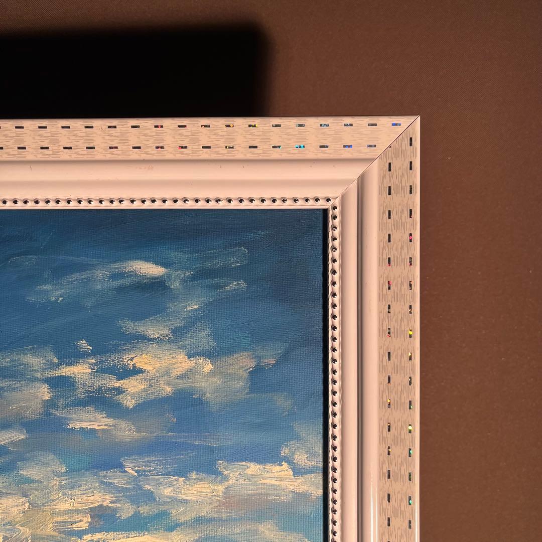 手書き油絵 クロード・モネ 日傘をさす人 額付 絵画 インテリア 油彩画