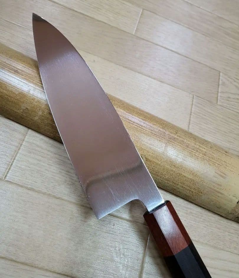 出刃包丁　鏡面仕上6寸　天然黒檀柄
