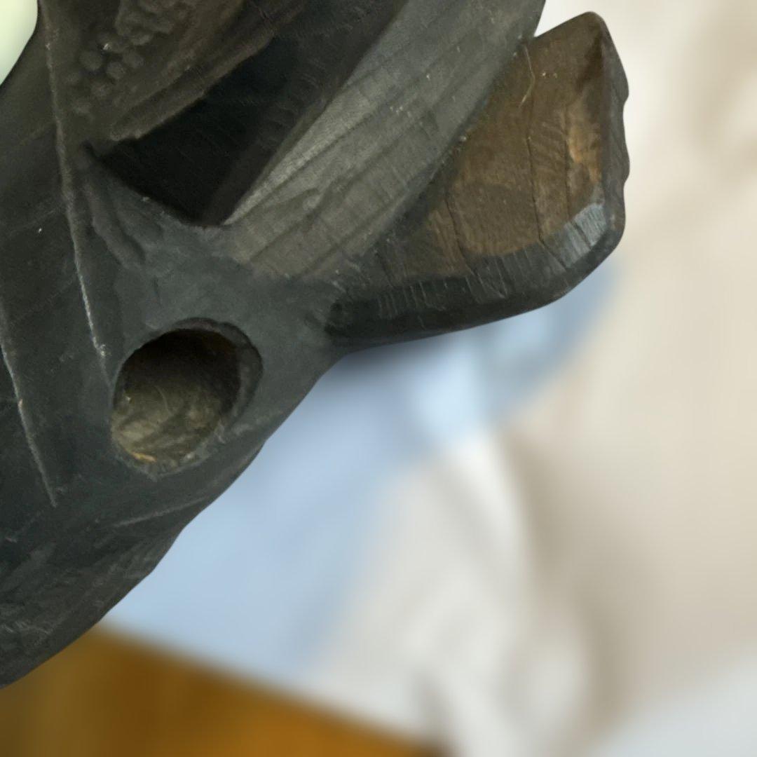 自在鉤 木彫【鯛】囲炉裏　民芸　民藝 アンティーク　木製　古民家道具