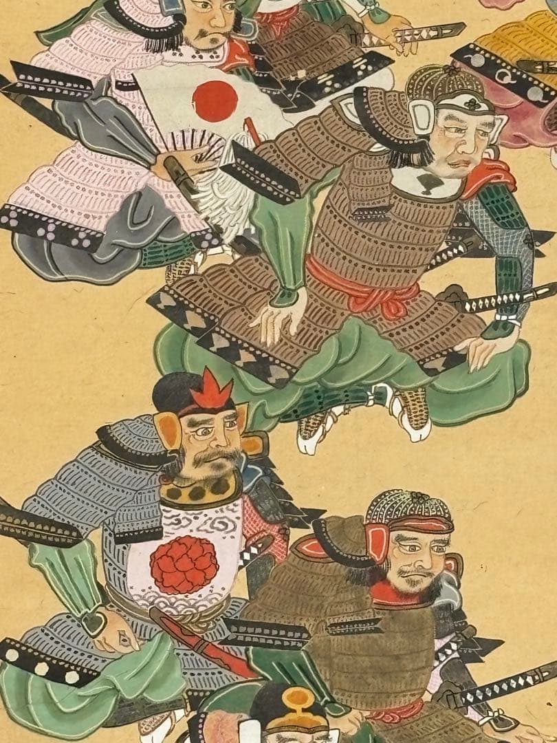 「毛利元就二十一将図」彩色木版画 江戸時代中期頃 1幅|戦国武将 掛軸 武将図
