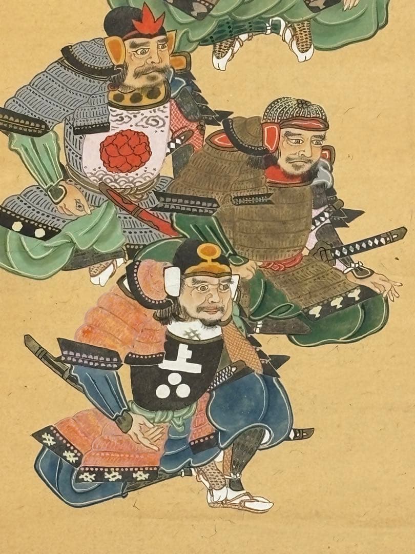 「毛利元就二十一将図」彩色木版画 江戸時代中期頃 1幅|戦国武将 掛軸 武将図