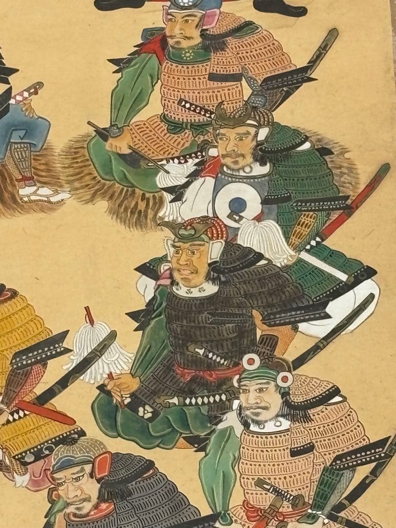 「毛利元就二十一将図」彩色木版画 江戸時代中期頃 1幅|戦国武将 掛軸 武将図
