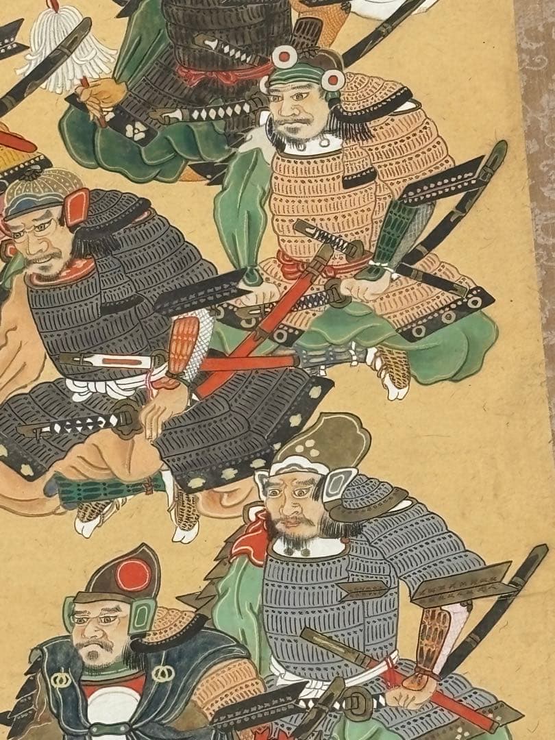 「毛利元就二十一将図」彩色木版画 江戸時代中期頃 1幅|戦国武将 掛軸 武将図