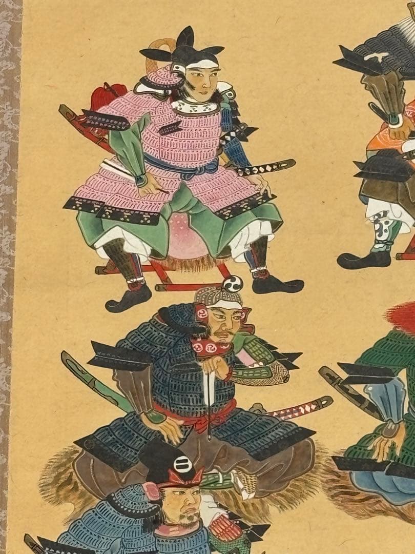 「毛利元就二十一将図」彩色木版画 江戸時代中期頃 1幅|戦国武将 掛軸 武将図