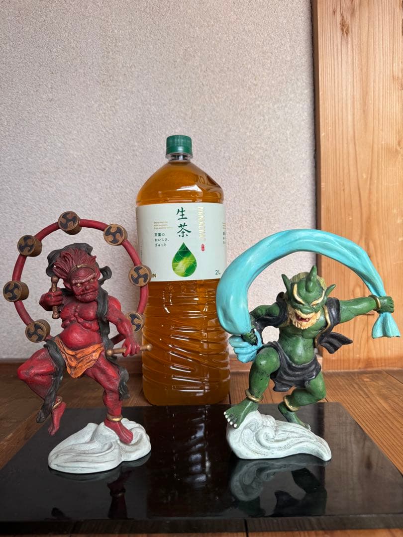 風神・雷神 置物 2体セット 和モダン 彩色フィギュア インテリア　床の間