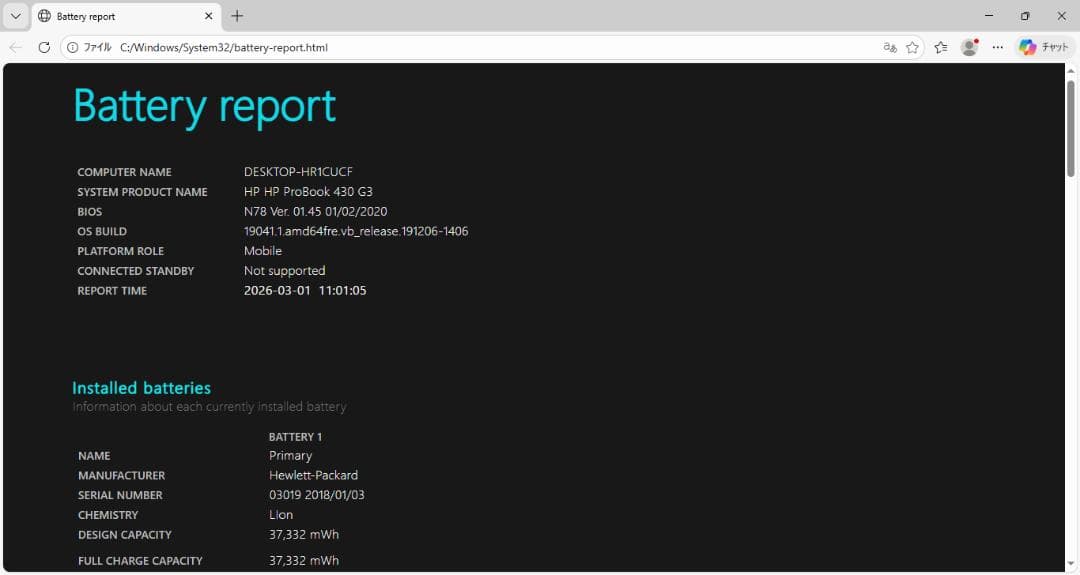 その他ノートPC本体 HP probook 430G3 mem8GB 256GB win10 