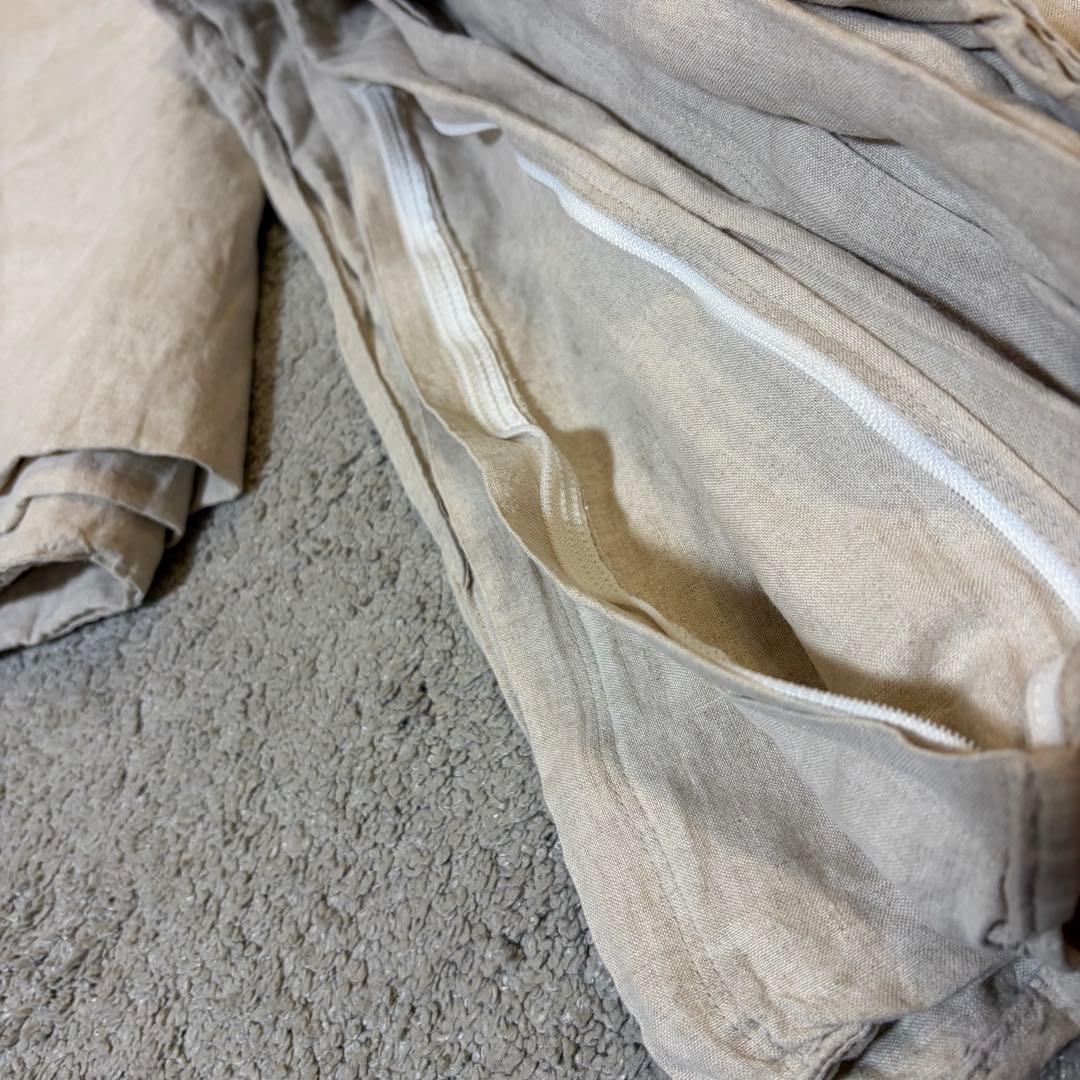 Ma【２つセット】Lino★麻100%掛け布団カバー ★シングル★ベージュ