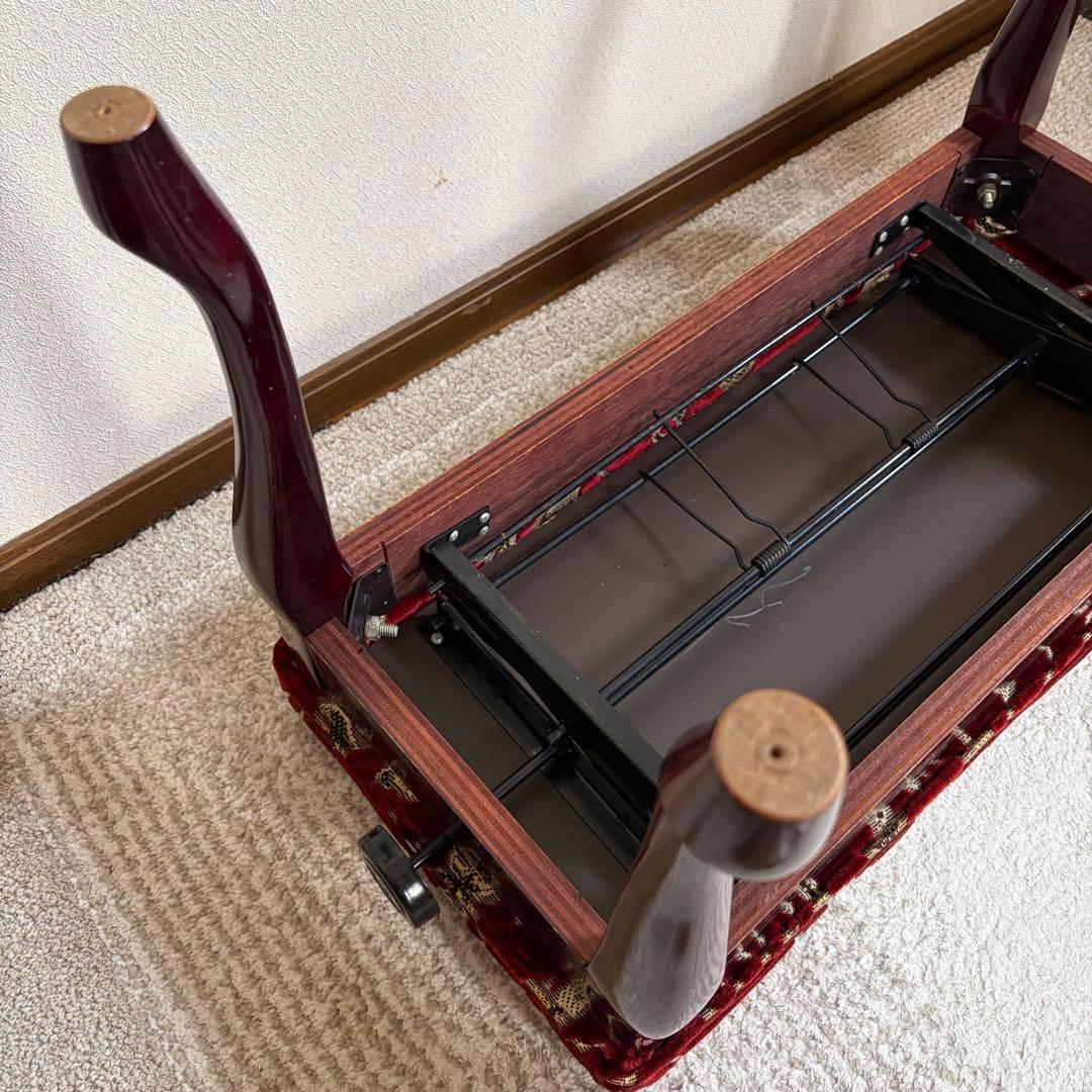 アンティーク／猫脚スツール／ベルベット／ピアノ椅子／昇降式／ベロア／西洋／ベンチ