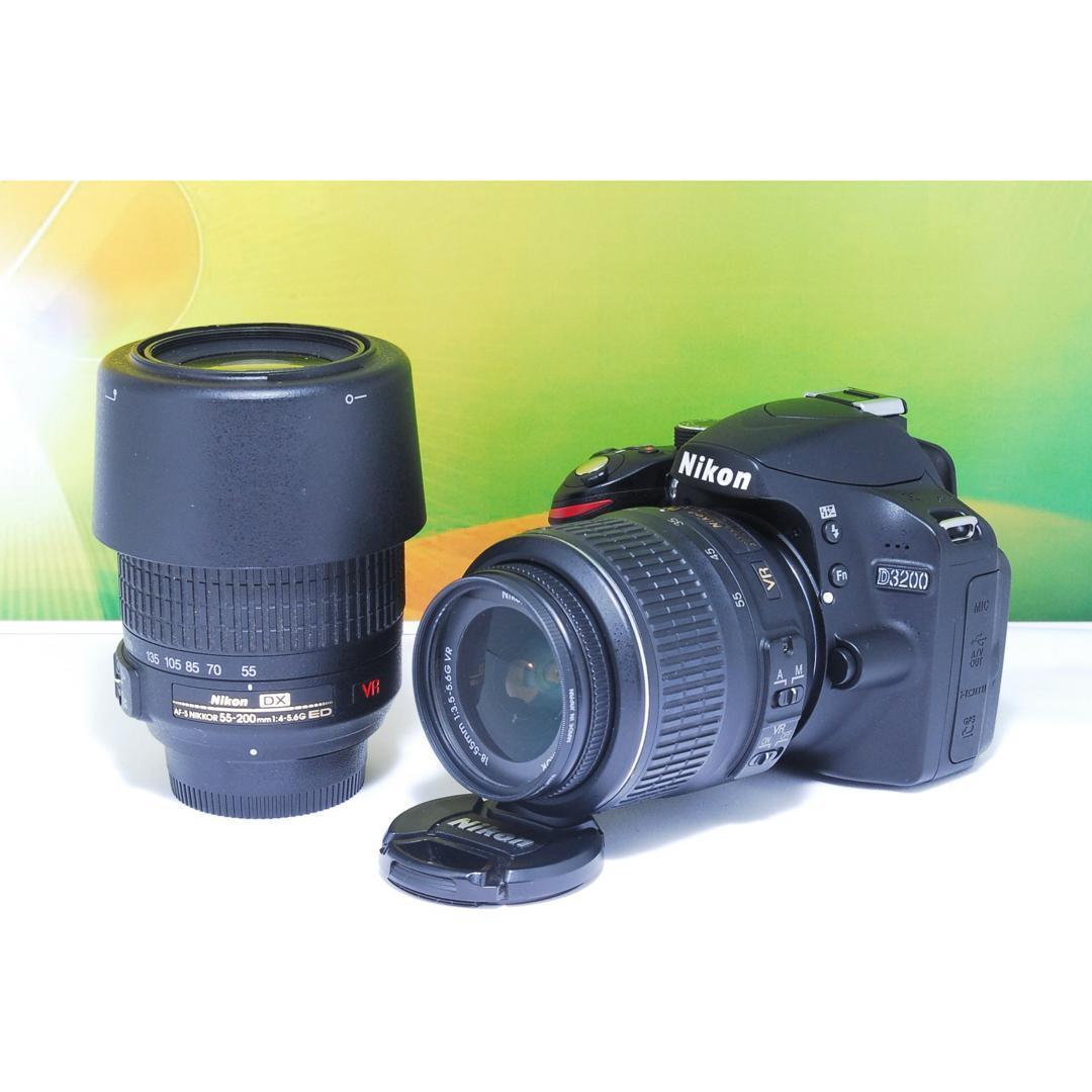 【初心者おすすめ】Nikon D3200 ダブルズーム 元箱付 スマホ転送OK