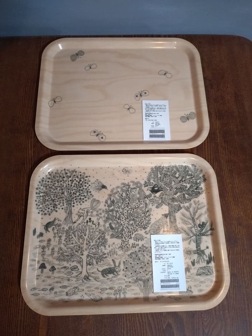 ミナペルホネン　トレイ大 2枚セット　choucho imagine black