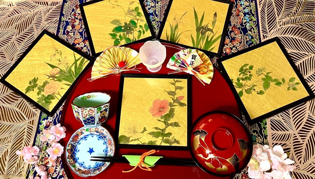 金沢箔一　金箔盛り皿　有田焼聖山窯　小皿　小鉢　珍味入れ　ガラス小鉢　 お椀付き