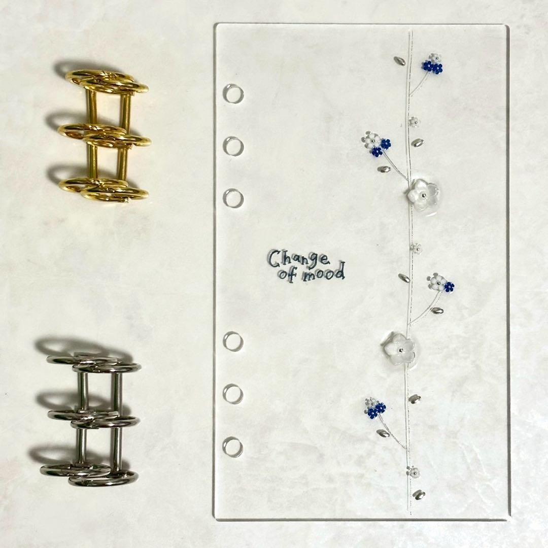 ✨ピゾ✨A6 アクリルレジンバインダー　リング付き×2、チャ－ム×2