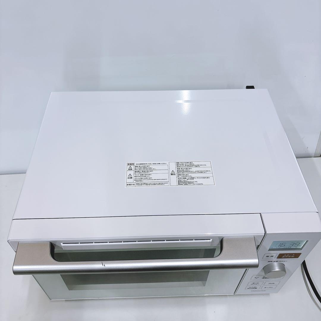 ①山善 オーブンレンジ 角皿付きNERP-018FV(W) フラット2021年製