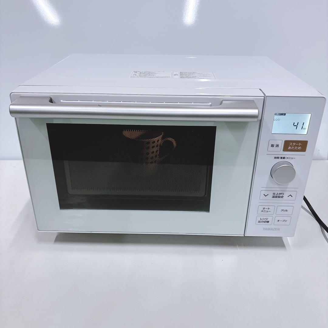 ①山善 オーブンレンジ 角皿付きNERP-018FV(W) フラット2021年製