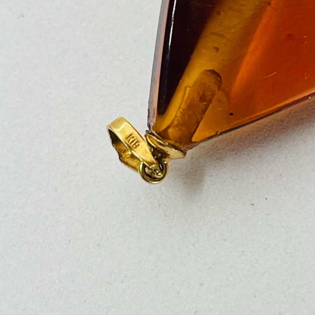 大粒天然本琥珀K18ペンダントのネックレス