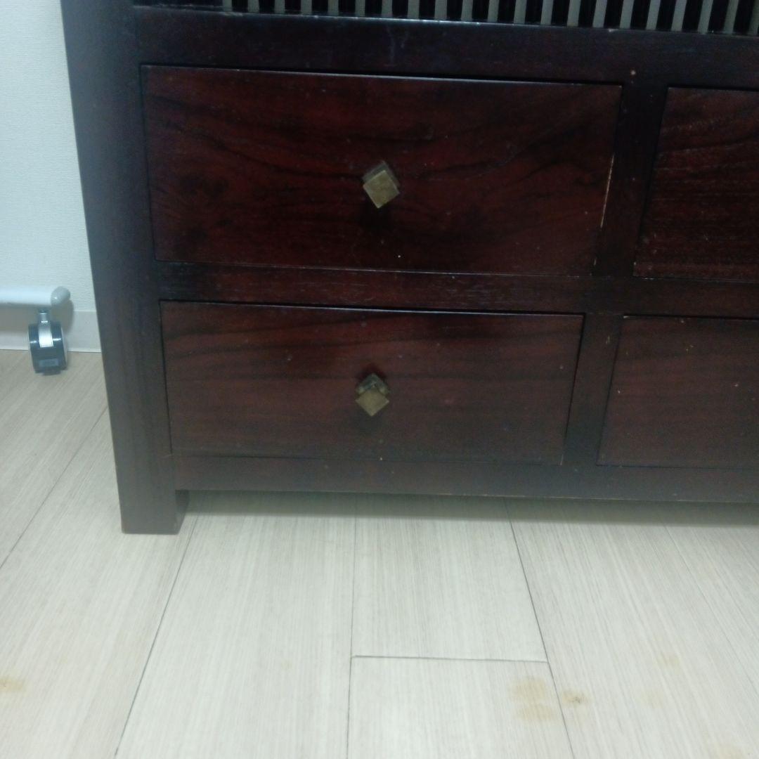 ダークブラウン木製キャビネット 4引き出し