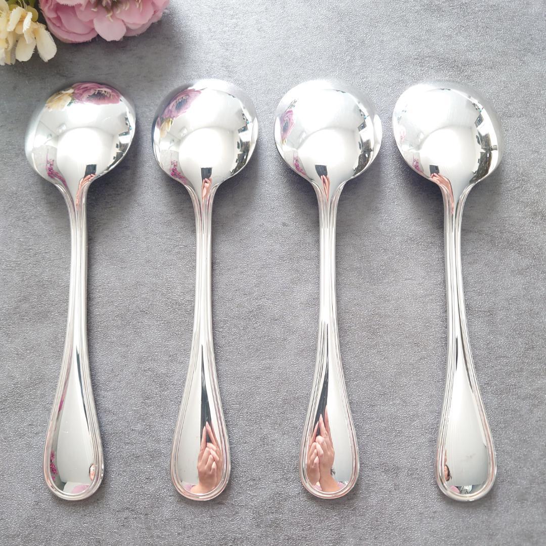 美品 クリストフル アルビ コンソメスプーン 4点