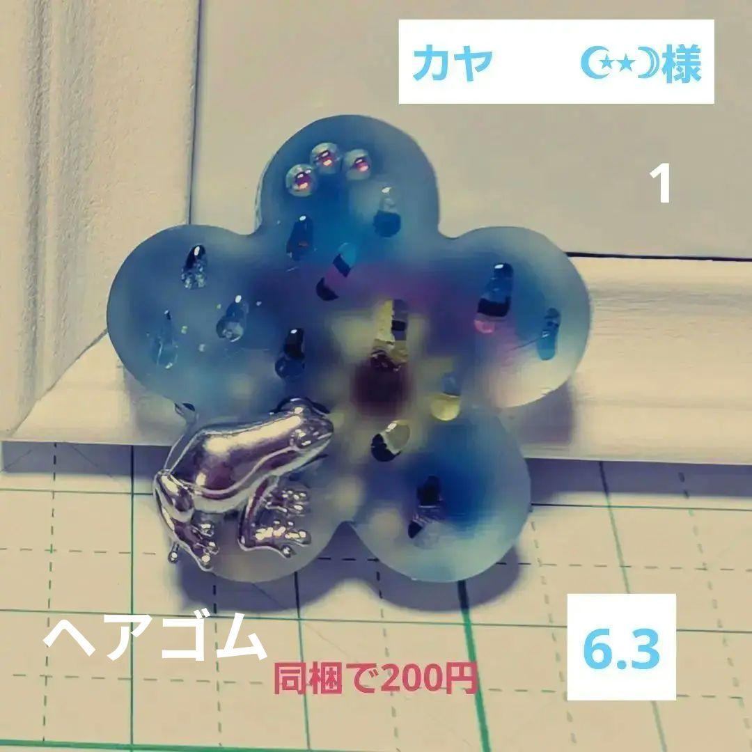 カヤ　　☪︎⋆☽様　6.3花　レジンヘアゴム　カエル　雨