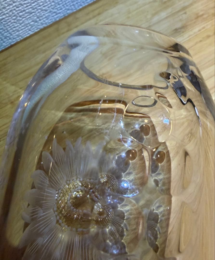 マイセンクリスタル ひまわり 花瓶 フラワーベース