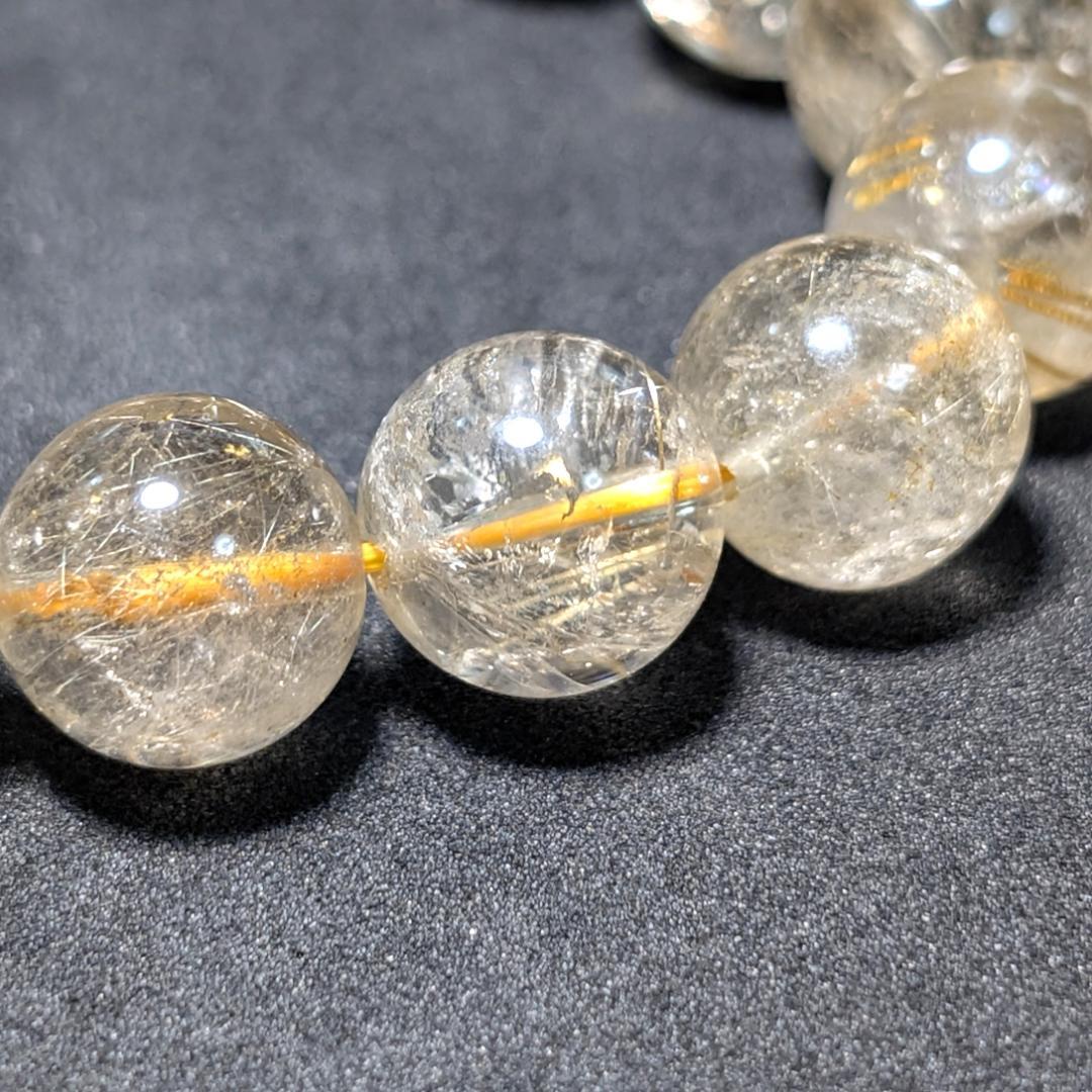 透明度重視 ゴールドルチルブレスレット 12ミリ 最強水晶天然石 パワーストーン