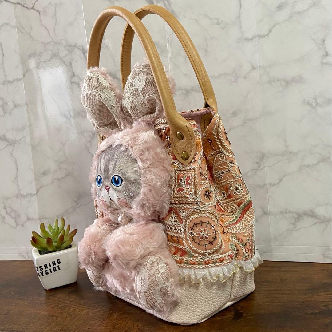 ね*】様 コヤンイサムチョン 【インド刺繍フリルバッグ】扇形 トートバッグ ハン