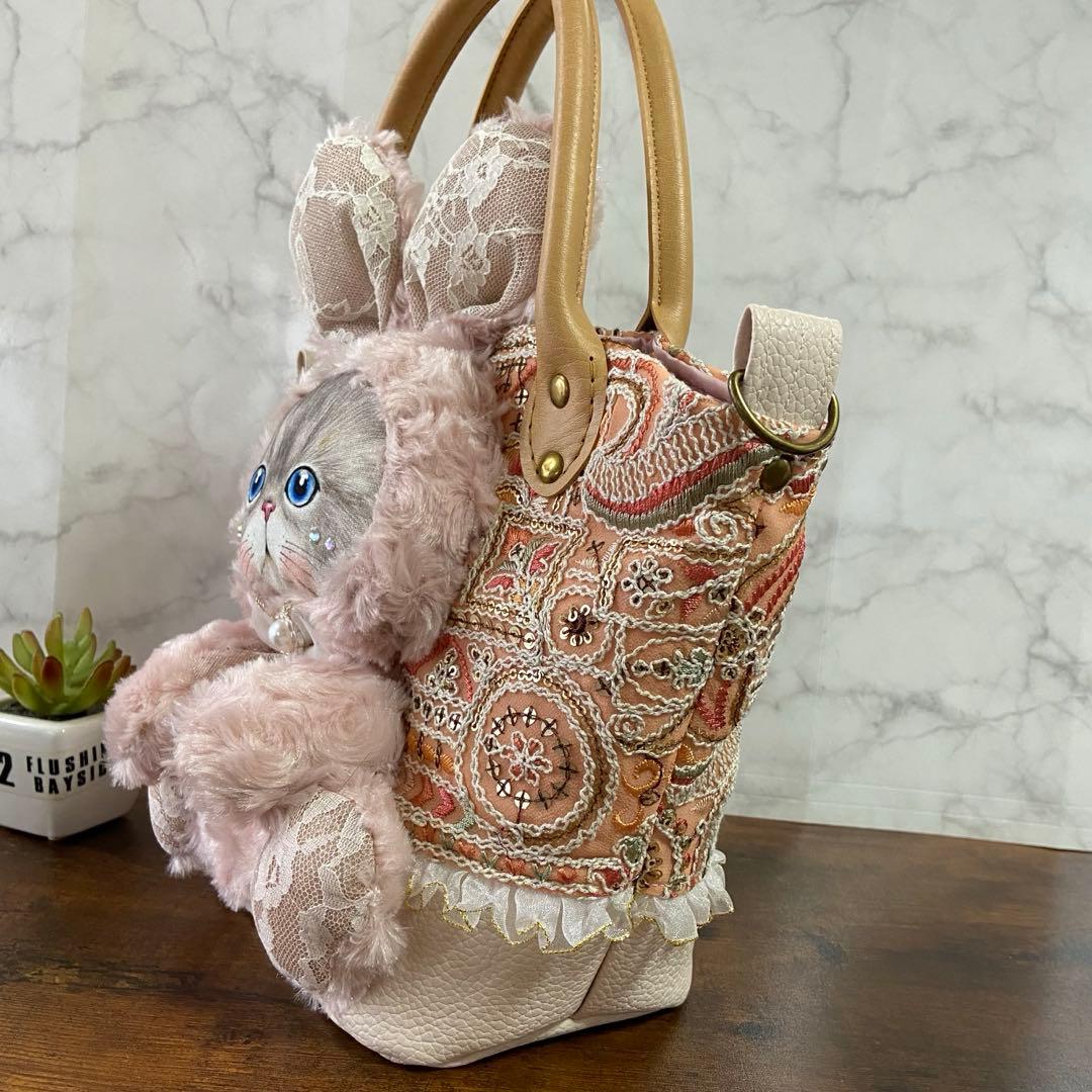 ね*】様 コヤンイサムチョン 【インド刺繍フリルバッグ】扇形 トートバッグ ハン