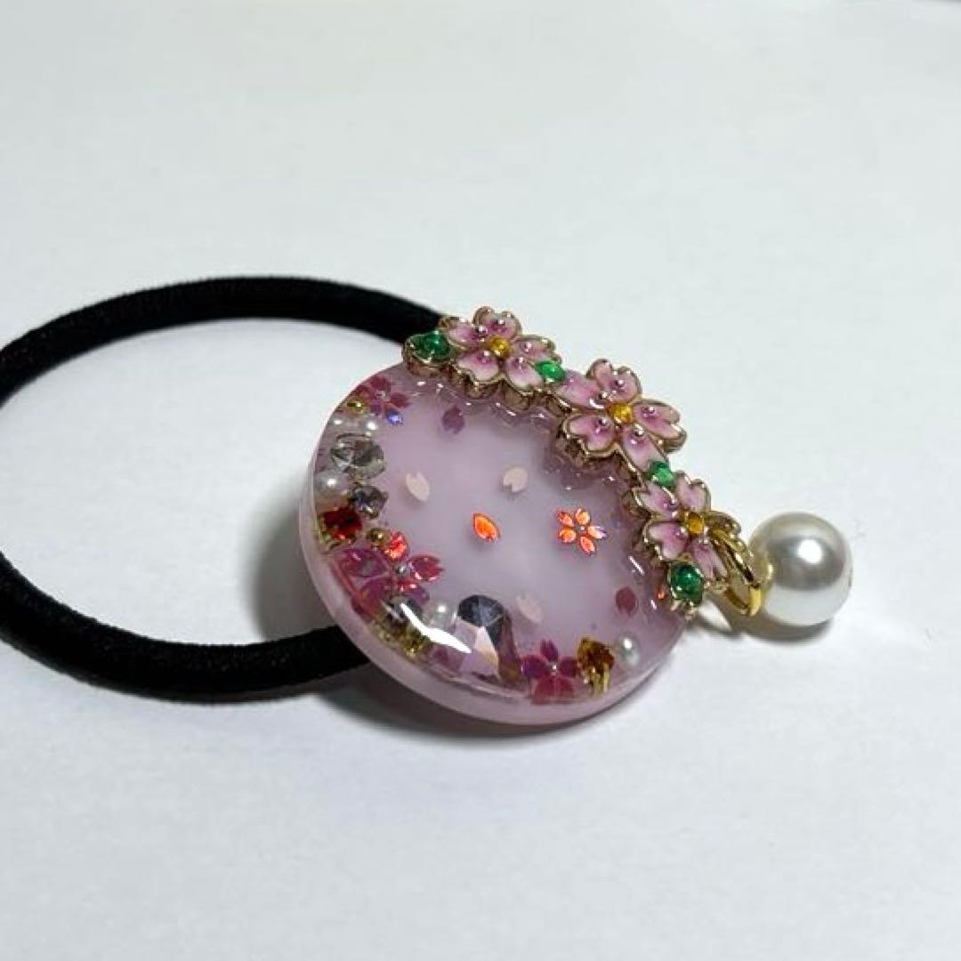 レジン　ヘアゴム　さくら　ピンク